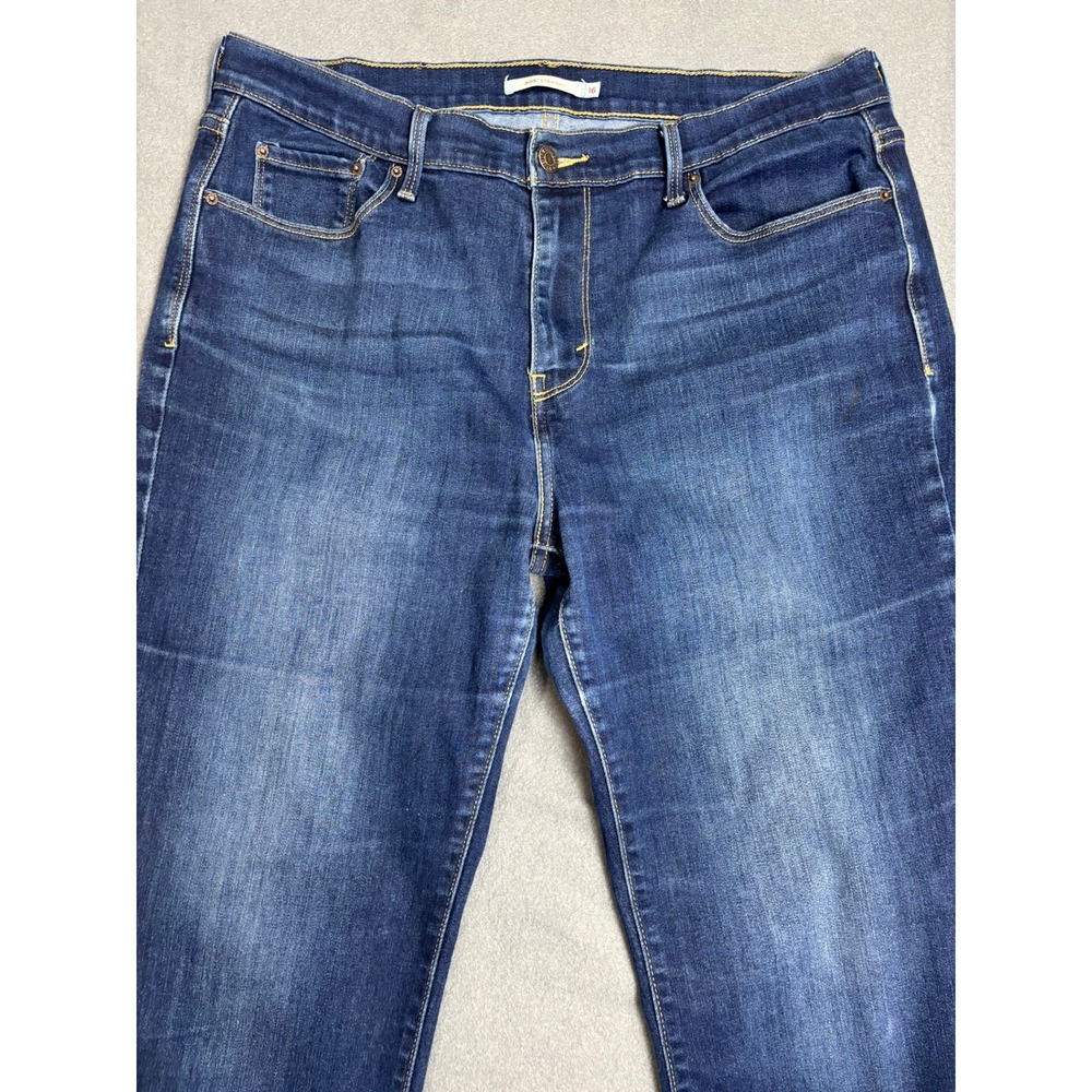 Levi 505 Straight Leg Jeans Women 16 Blue Denim Medium Wash Classic Casual